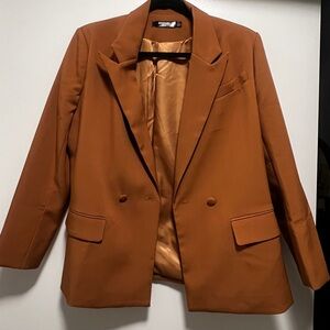 Petite Camel Tailored Double Breasted Blazer